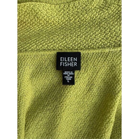 Eileen Fisher Open Front Cardigan Sz. L Italian Yarn Textured Knit - Picture 10 of 12